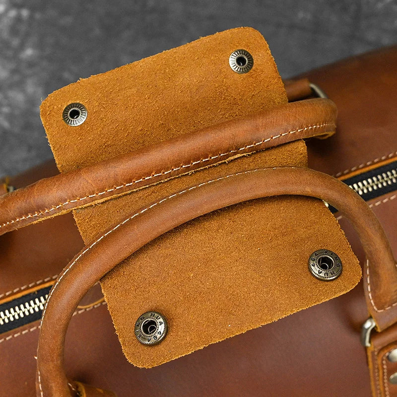 50cm Vintage Style Men's Leather Travel Duffle Bags 100% Cowhide Leather Travel Bag Baggage Bags On Luggage 2023 New Arrivals