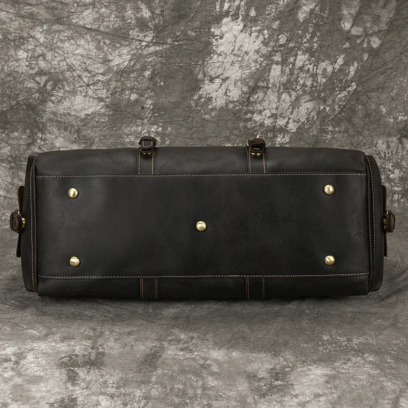 50cm Vintage Style Men's Leather Travel Duffle Bags 100% Cowhide Leather Travel Bag Baggage Bags On Luggage 2023 New Arrivals